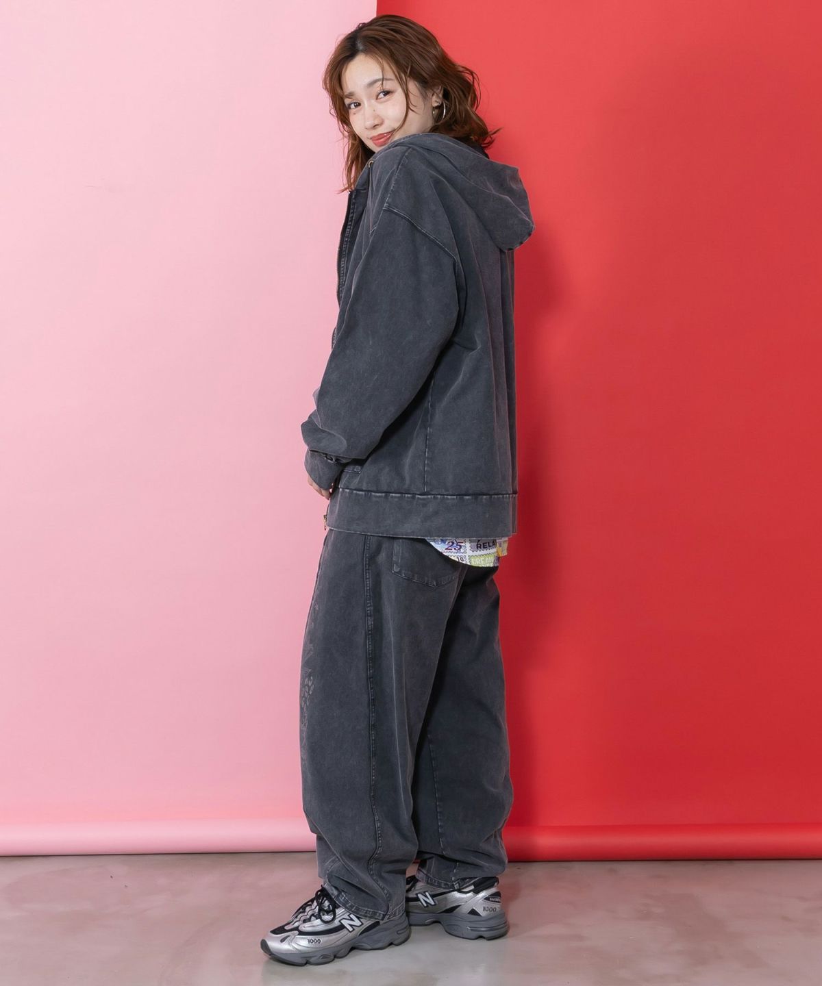 チョーク風柄コクーンパンツ-5