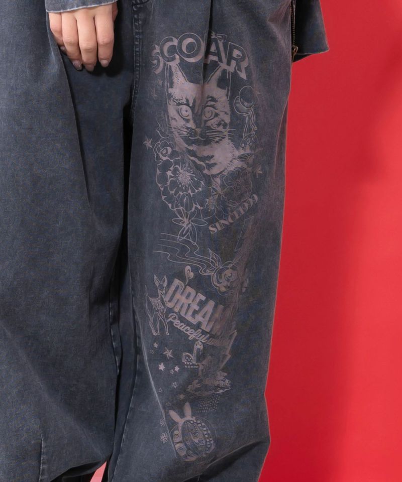 チョーク風柄コクーンパンツ-6