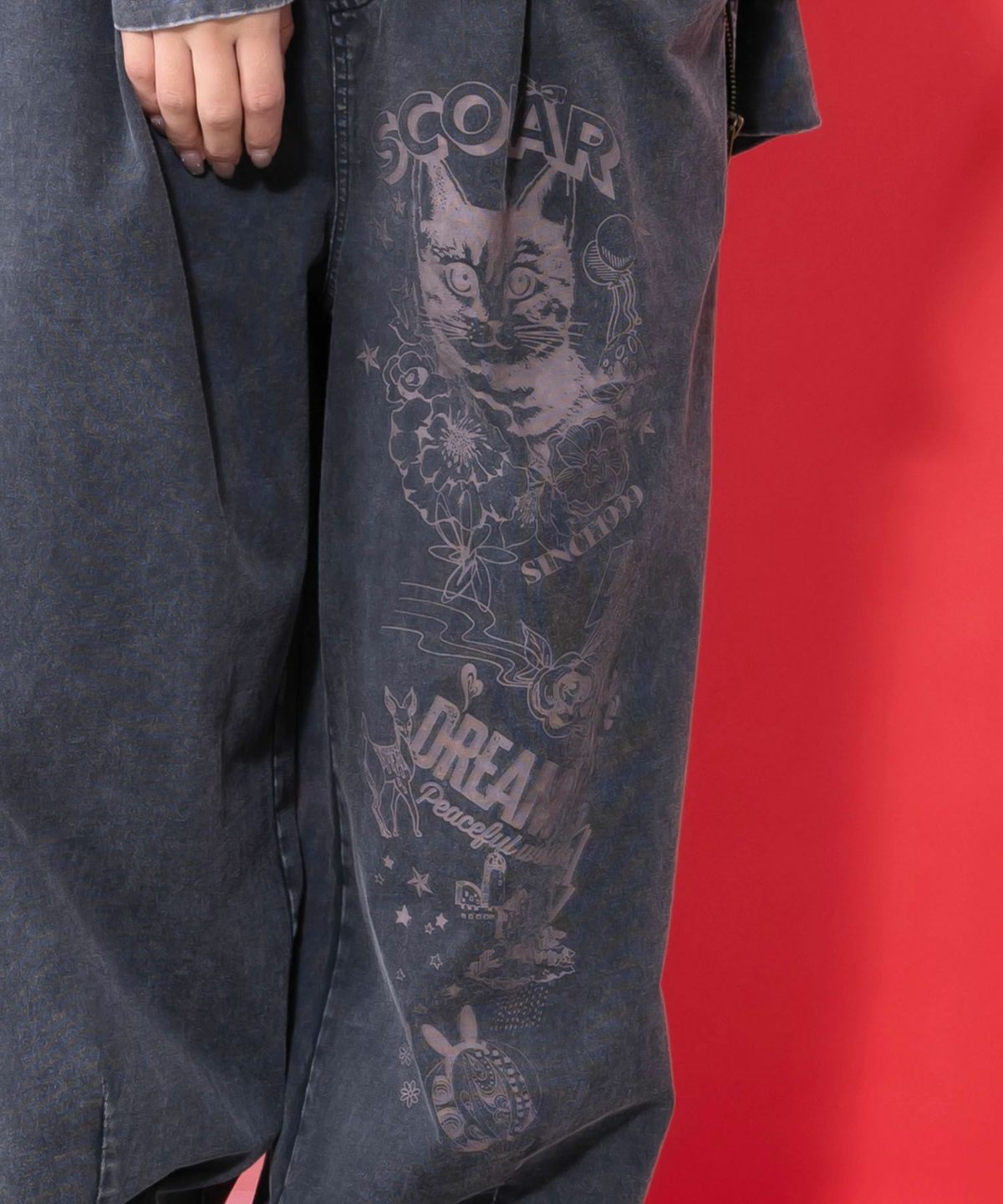 チョーク風柄コクーンパンツ-6