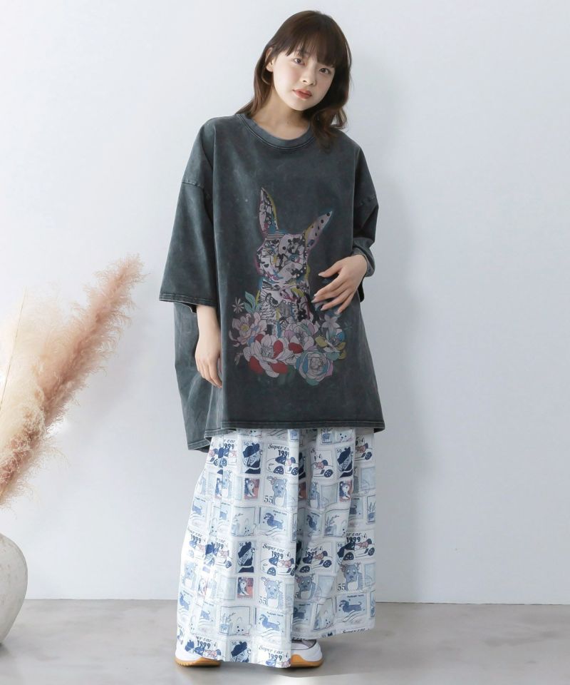 パッチワークウサギ柄ヴィンテージ風プルオーバー-2