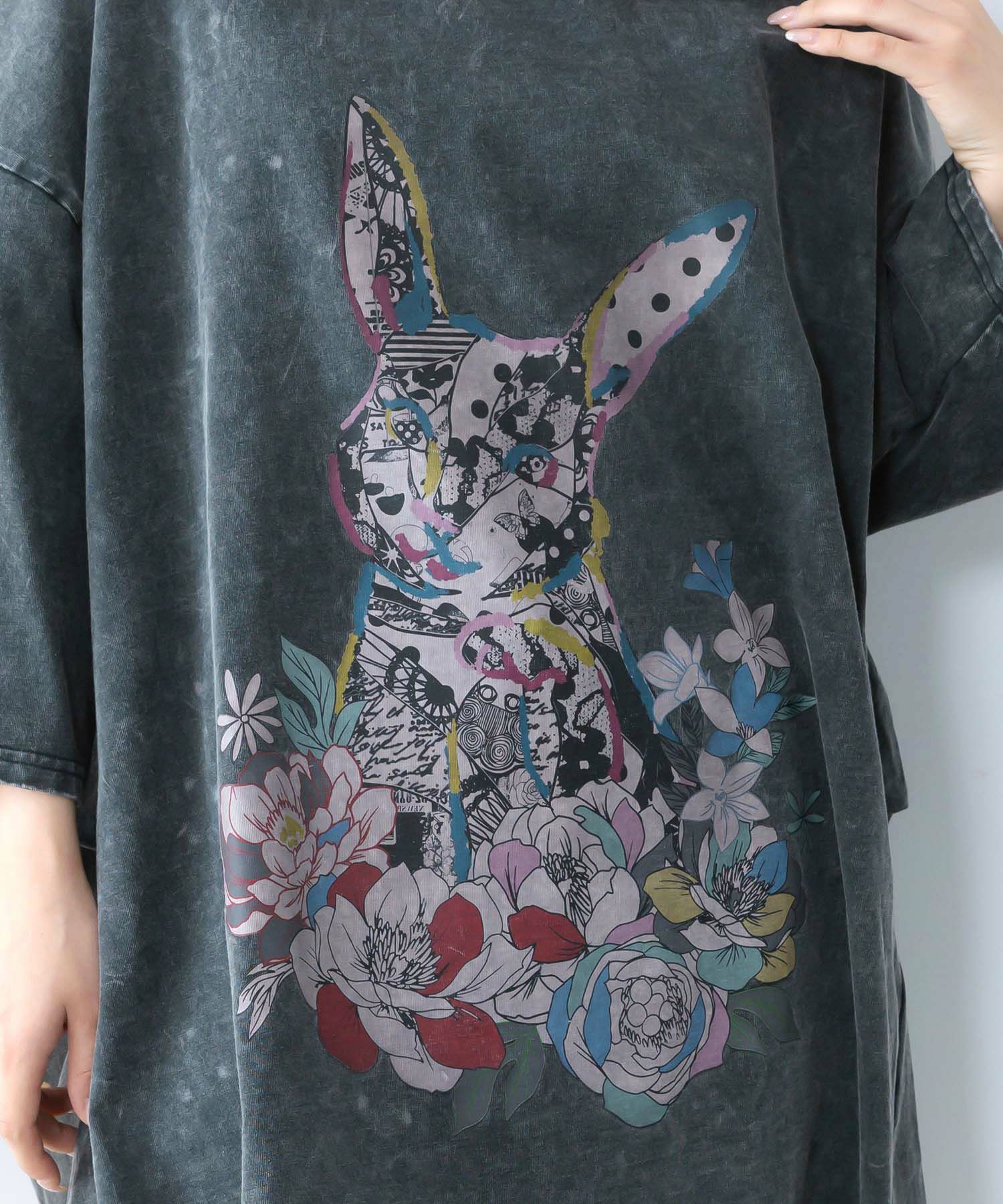 パッチワークウサギ柄ヴィンテージ風プルオーバー-9