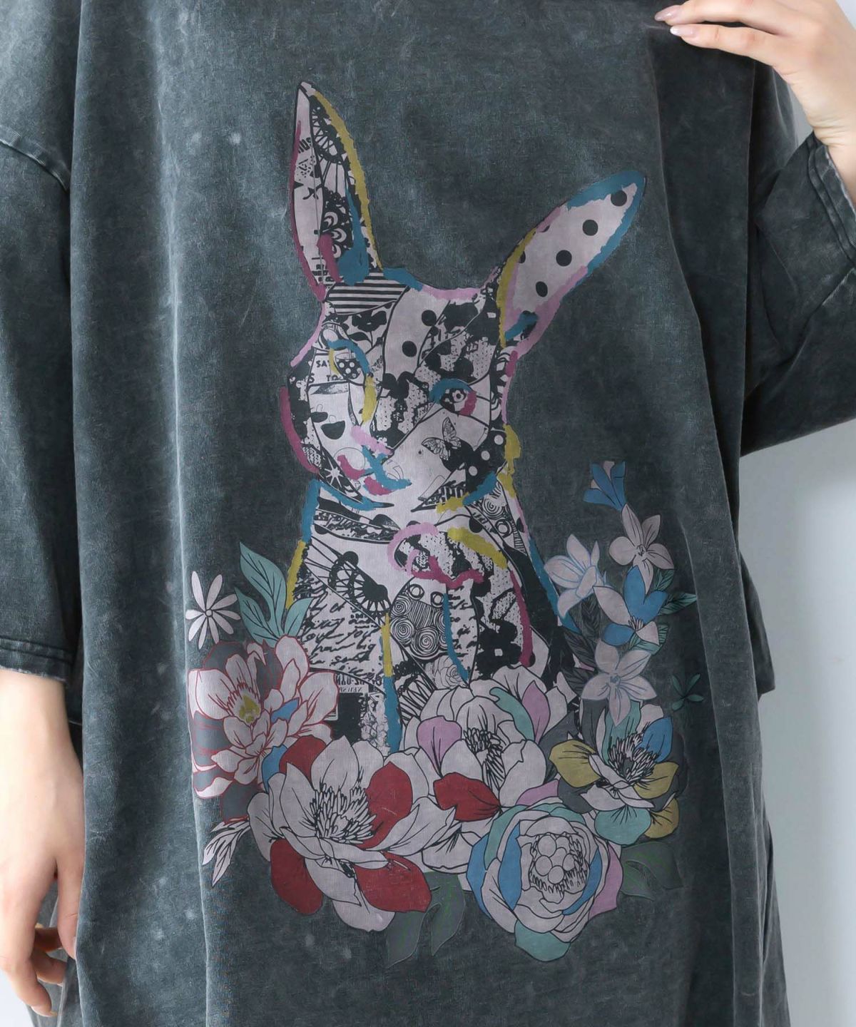 パッチワークウサギ柄ヴィンテージ風プルオーバー-9