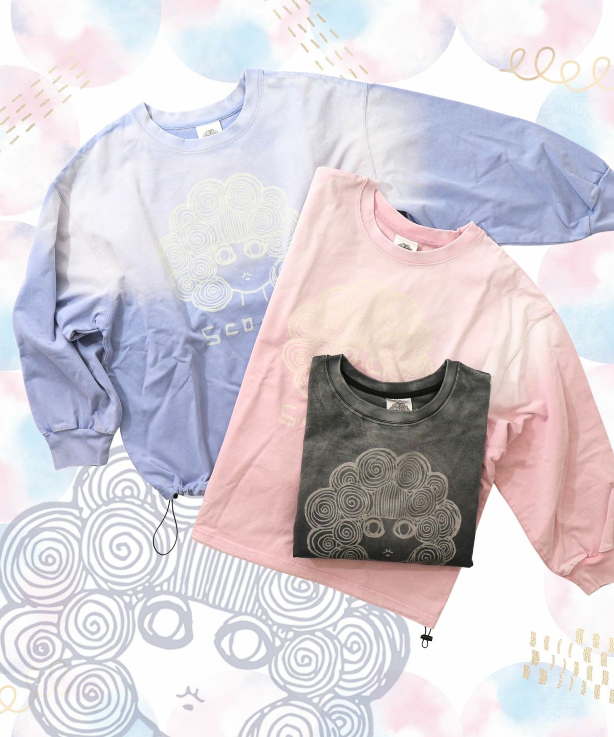 スカラーちゃん柄ヴィンテージ風プルオーバー-1