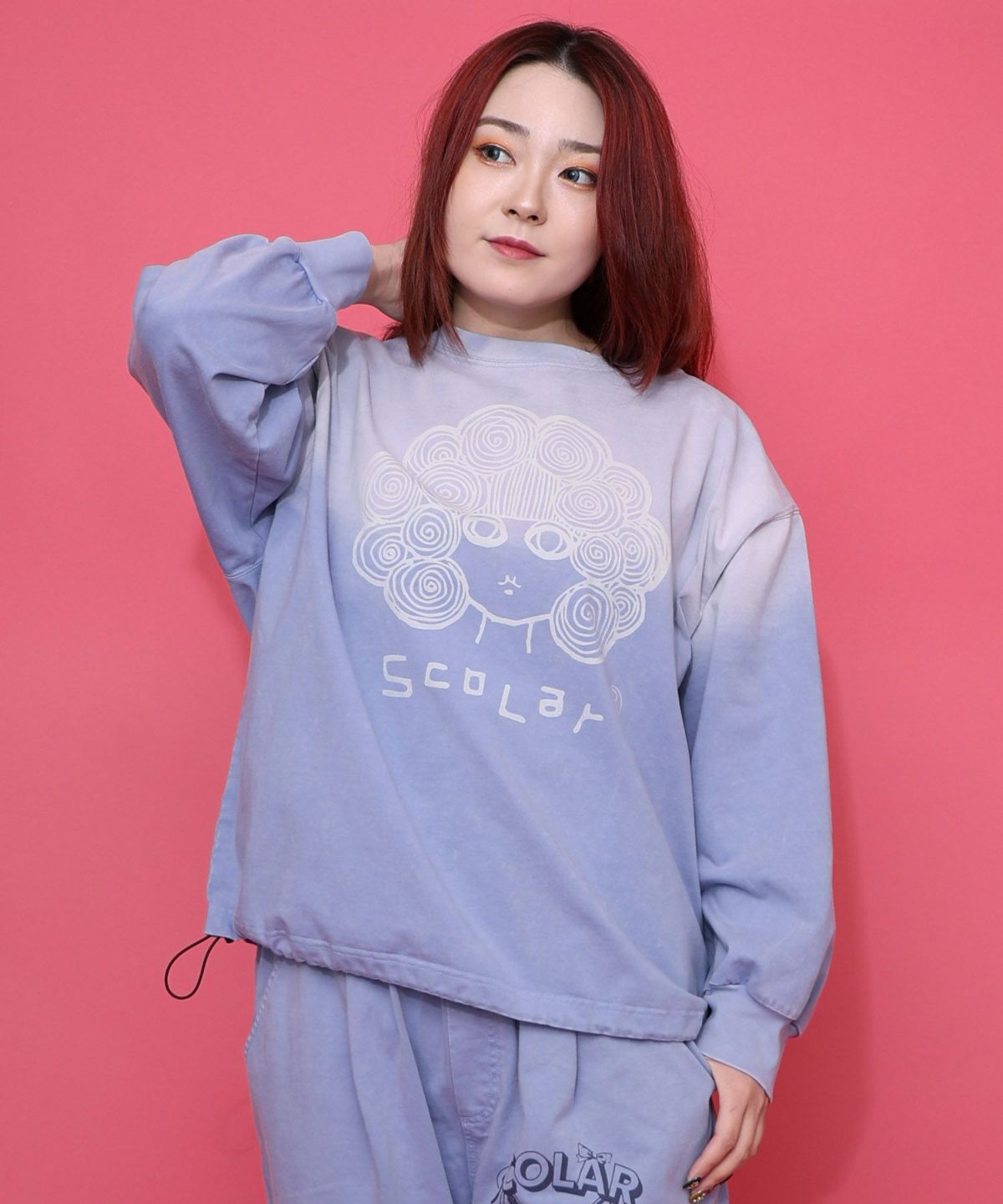 スカラーちゃん柄ヴィンテージ風プルオーバー-3