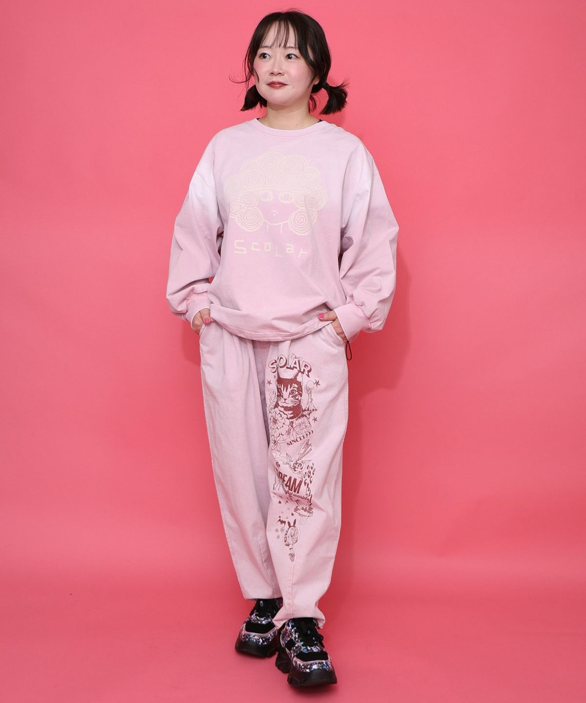 スカラーちゃん柄ヴィンテージ風プルオーバー-10