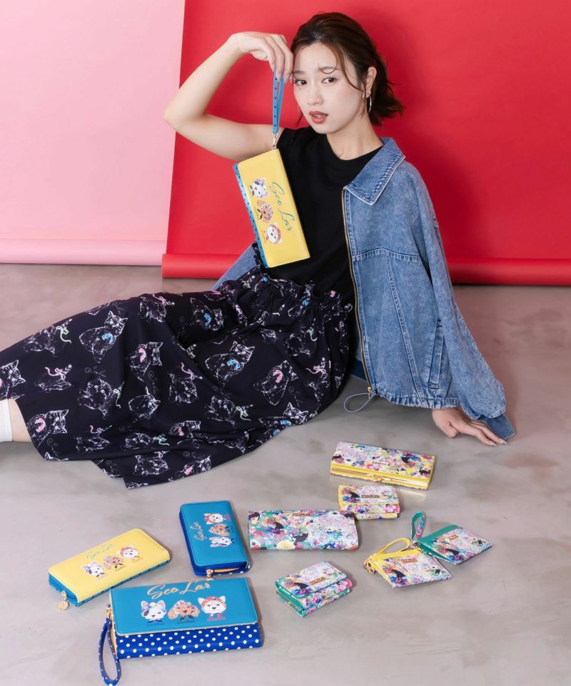 頭巾わんちゃん×ドット柄 ロゴ刺繍入りマルチケース-3