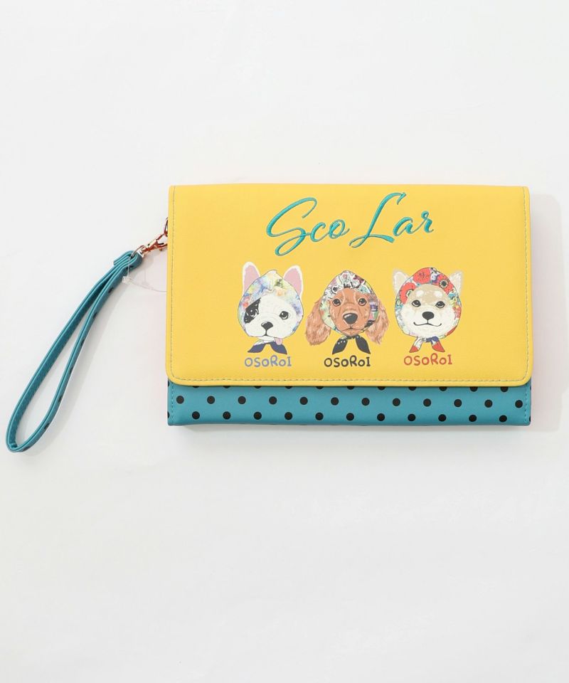 頭巾わんちゃん×ドット柄 ロゴ刺繍入りマルチケース-6