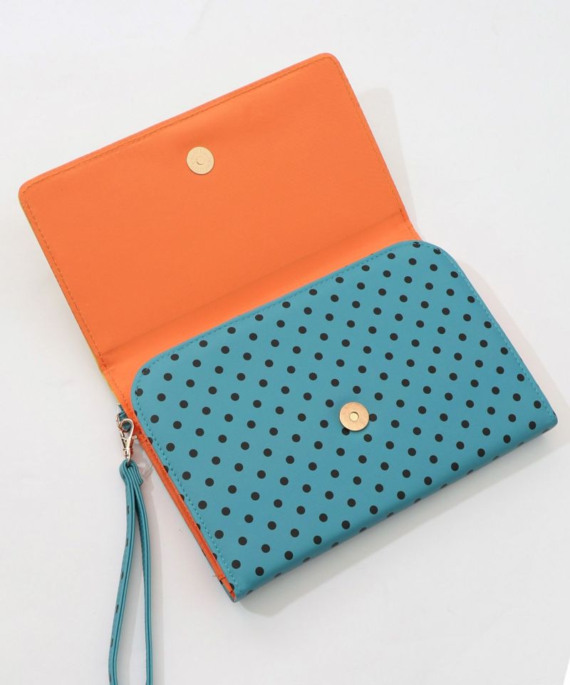 頭巾わんちゃん×ドット柄 ロゴ刺繍入りマルチケース-8