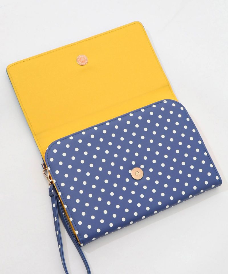 頭巾わんちゃん×ドット柄 ロゴ刺繍入りマルチケース-12