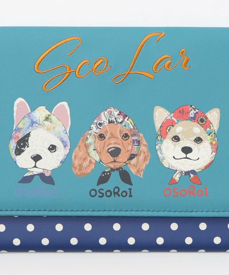 頭巾わんちゃん×ドット柄 ロゴ刺繍入りマルチケース-13