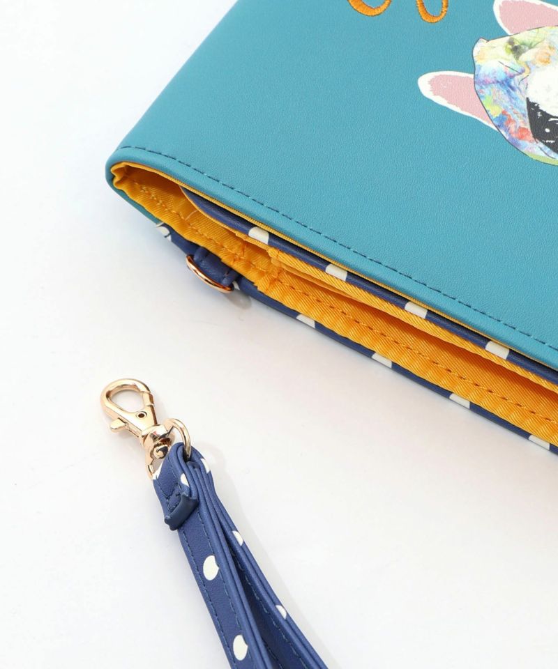 頭巾わんちゃん×ドット柄 ロゴ刺繍入りマルチケース-17