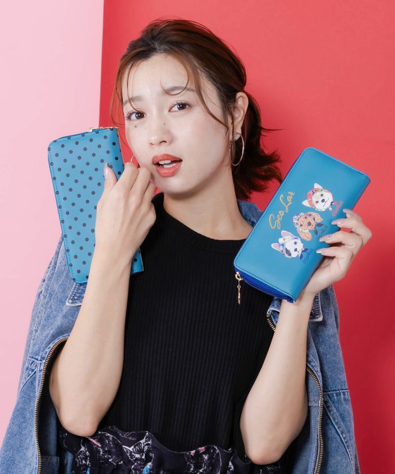 頭巾わんちゃん×ドット柄 ロゴ刺繍入り長財布-2