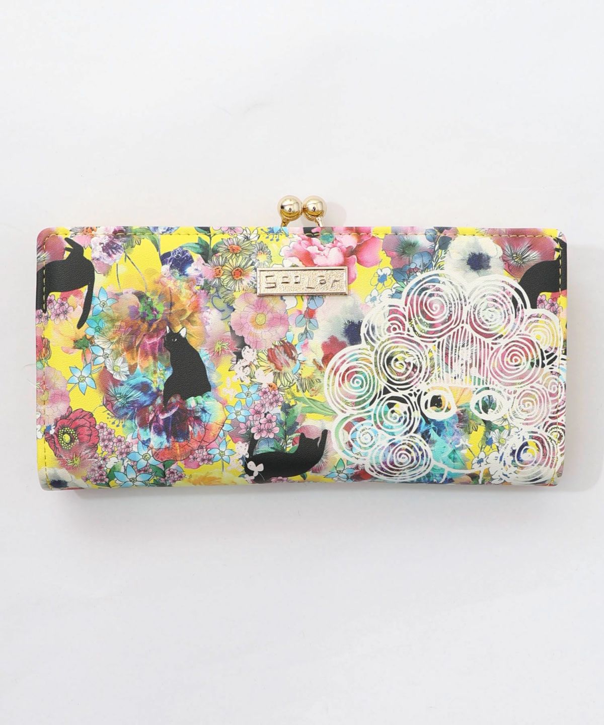 黒ネコ×スカラーちゃん 花柄長財布-3