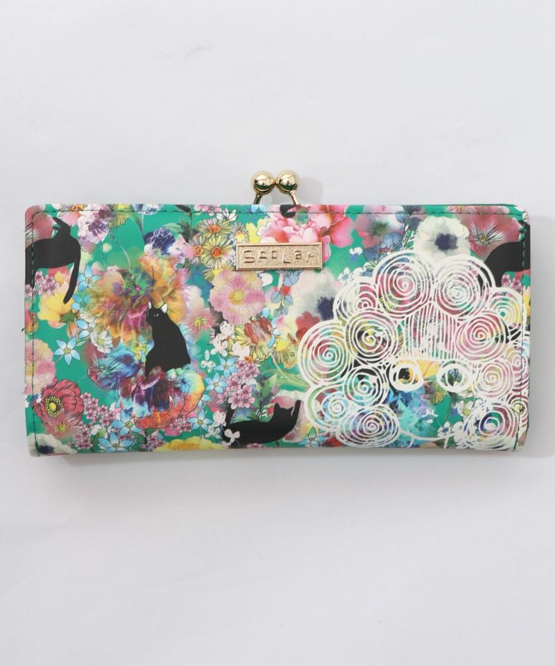 黒ネコ×スカラーちゃん 花柄長財布-7