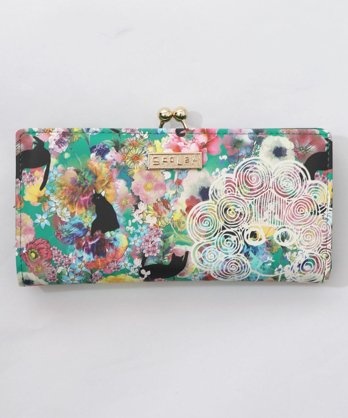 黒ネコ×スカラーちゃん 花柄長財布-7