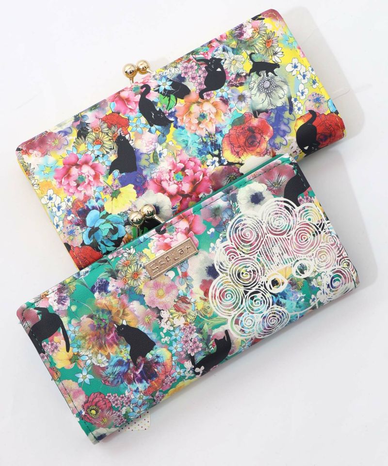 黒ネコ×スカラーちゃん 花柄長財布-17