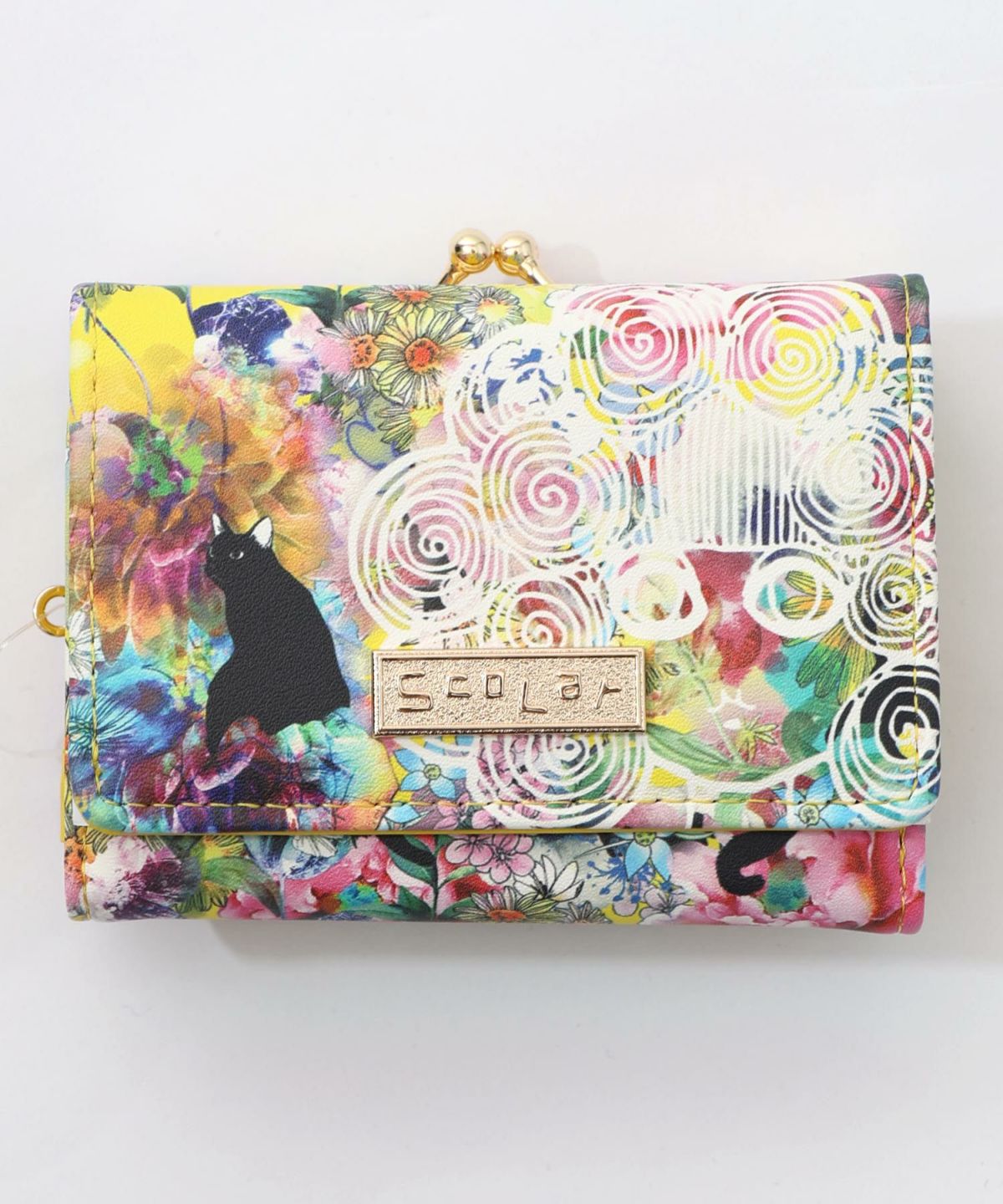 黒ネコ×スカラーちゃん 花柄口金財布-3