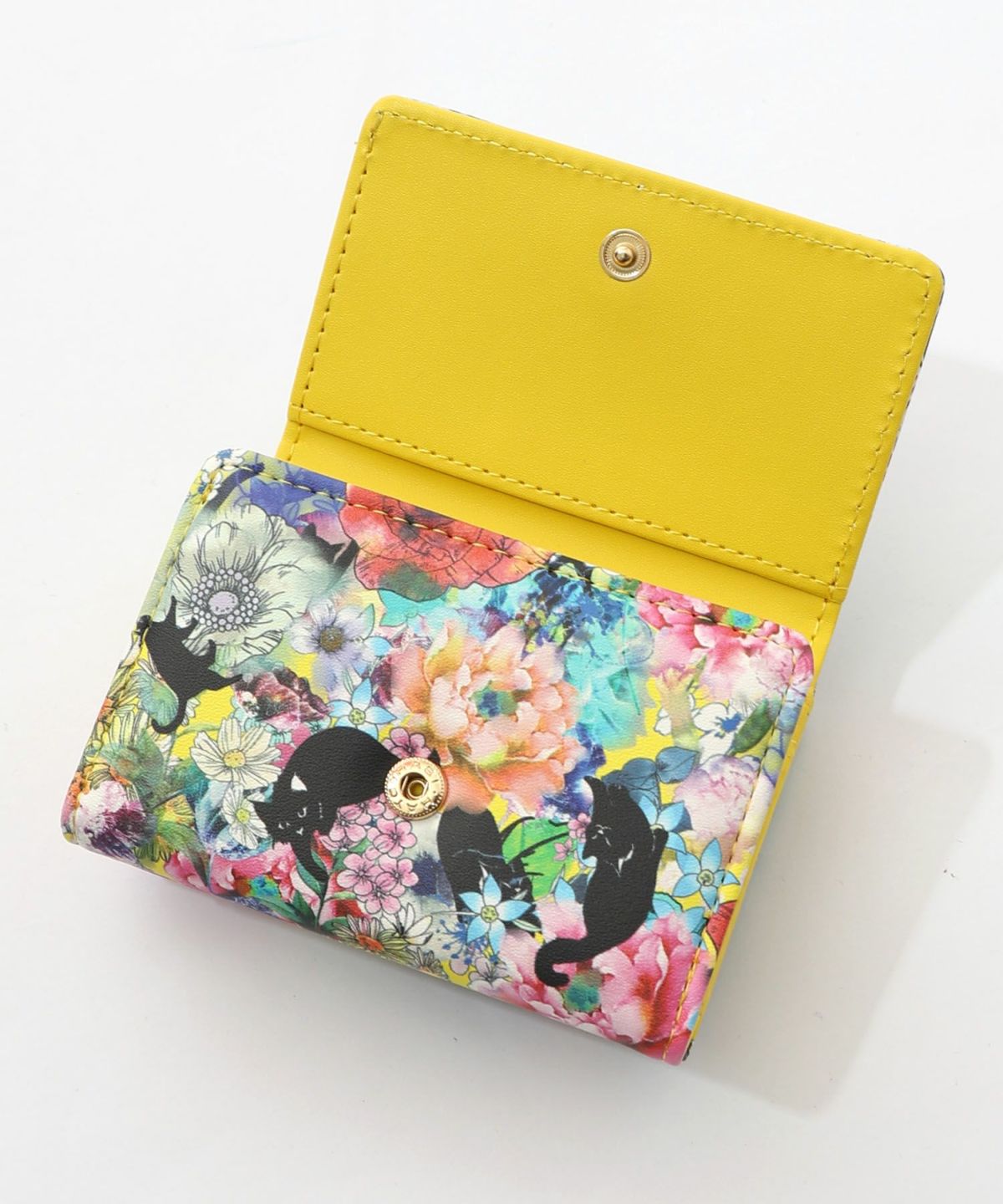 黒ネコ×スカラーちゃん 花柄口金財布-5