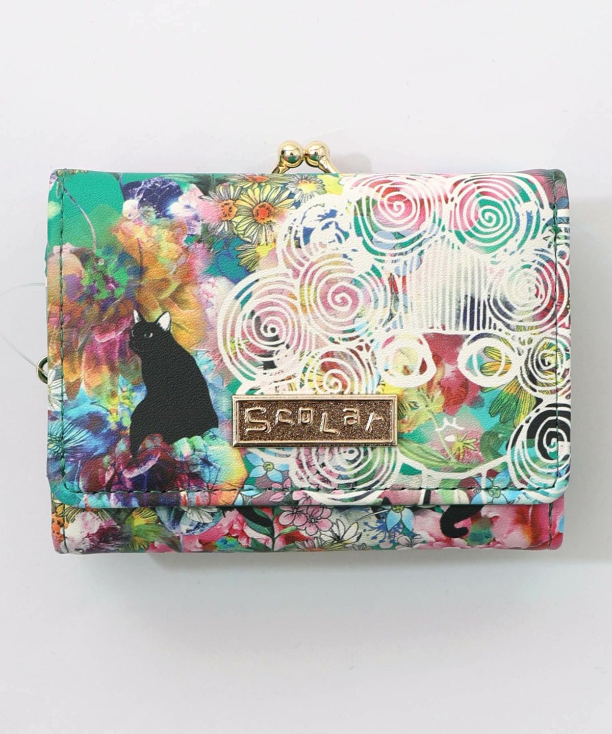 黒ネコ×スカラーちゃん 花柄口金財布-7