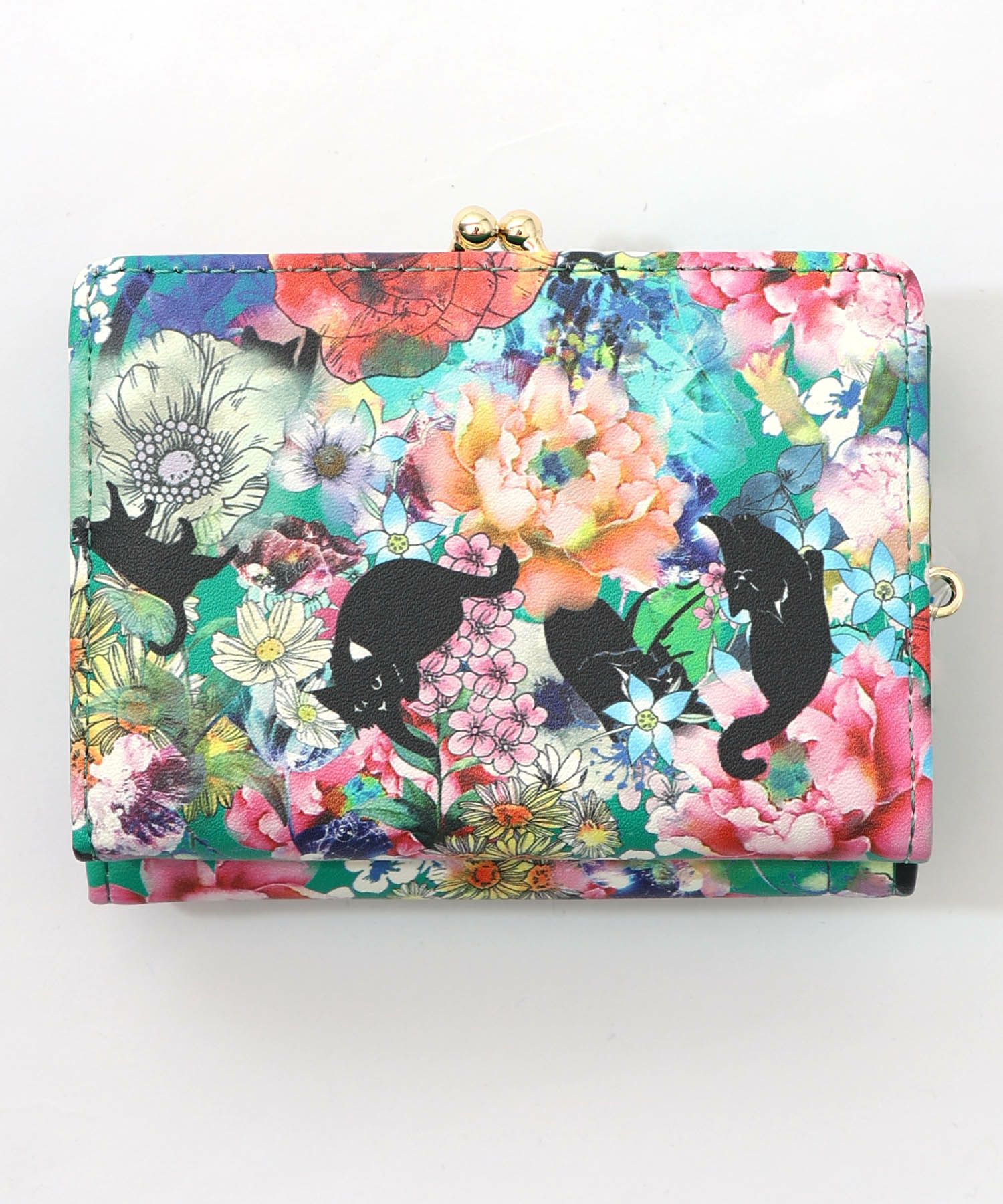 SC80-2：黒ネコ×スカラーちゃん 花柄口金財布の通販-ScoLar