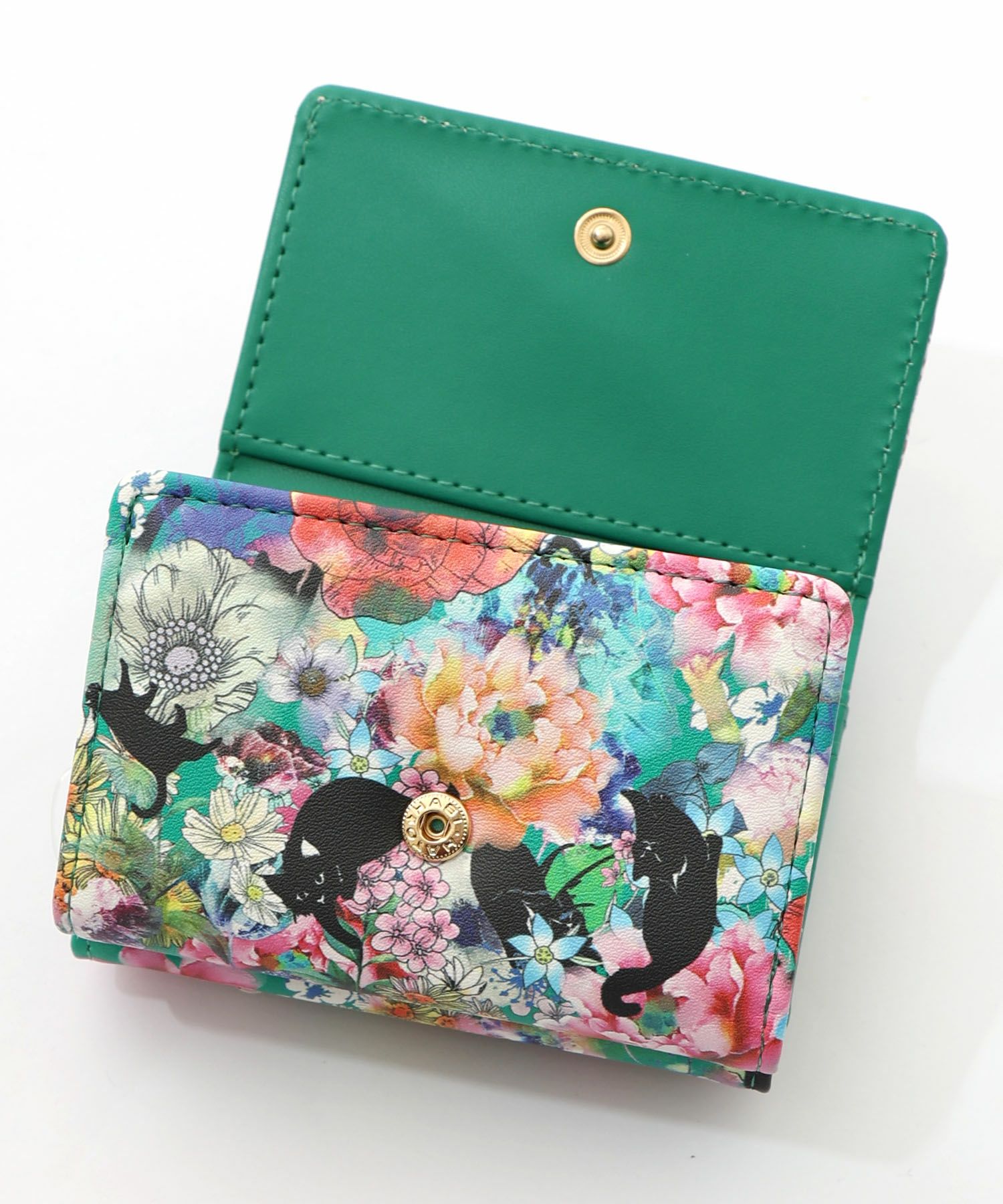 SC80-2：黒ネコ×スカラーちゃん 花柄口金財布の通販-ScoLar