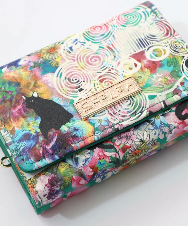 黒ネコ×スカラーちゃん 花柄口金財布-14