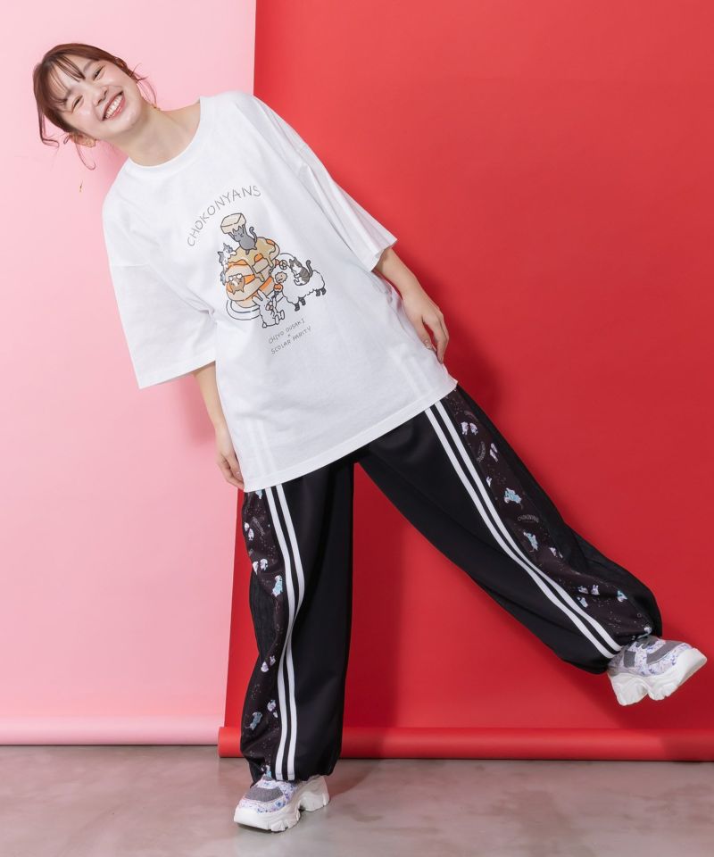 ちょこにゃんず ジャージ×デニム切替パンツ-4