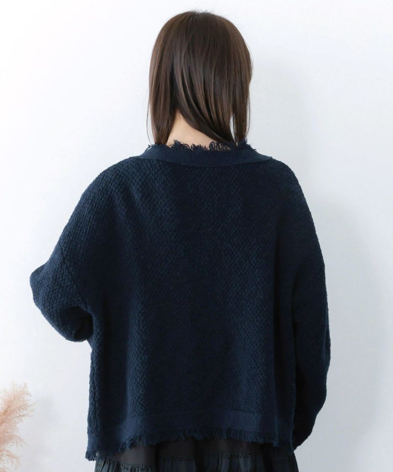 蝶刺繍×蝶ボタン付きニットカーディガン-5