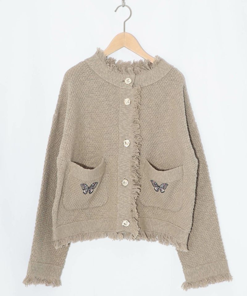 蝶刺繍×蝶ボタン付きニットカーディガン-10