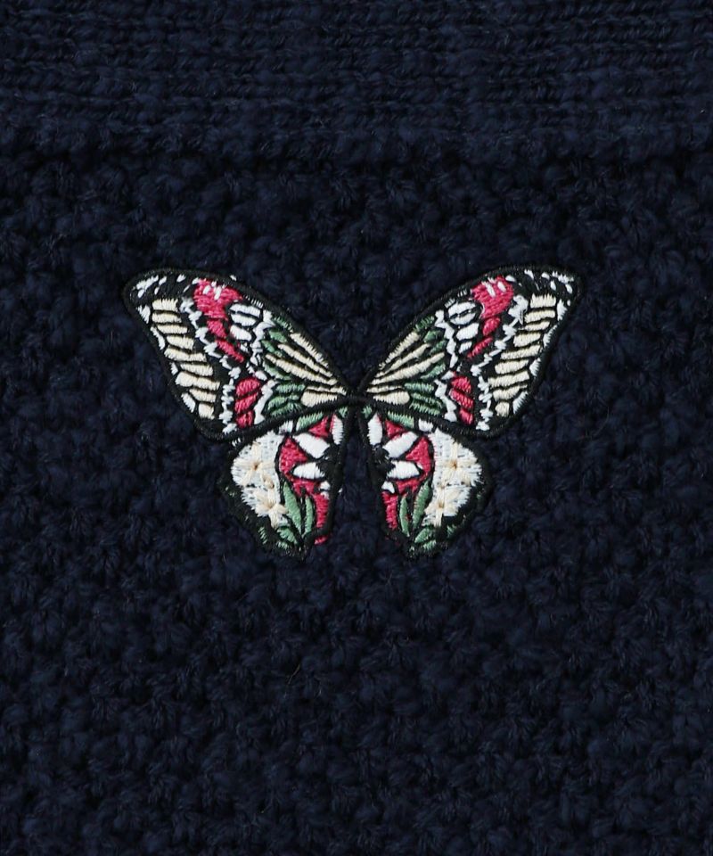 蝶刺繍×蝶ボタン付きニットカーディガン-13