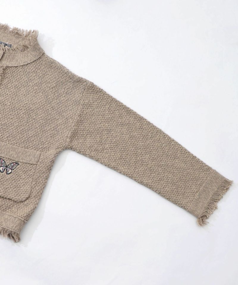 蝶刺繍×蝶ボタン付きニットカーディガン-16