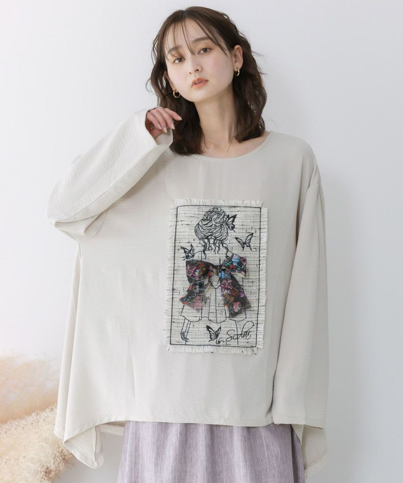 ラメツイード女の子アップリケプルオーバー-1