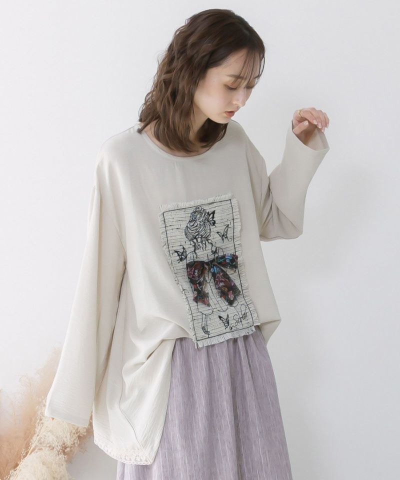 ラメツイード女の子アップリケプルオーバー-5