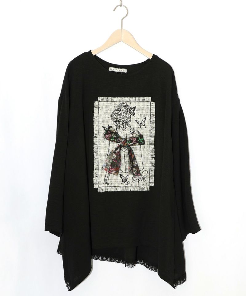 ラメツイード女の子アップリケプルオーバー-12