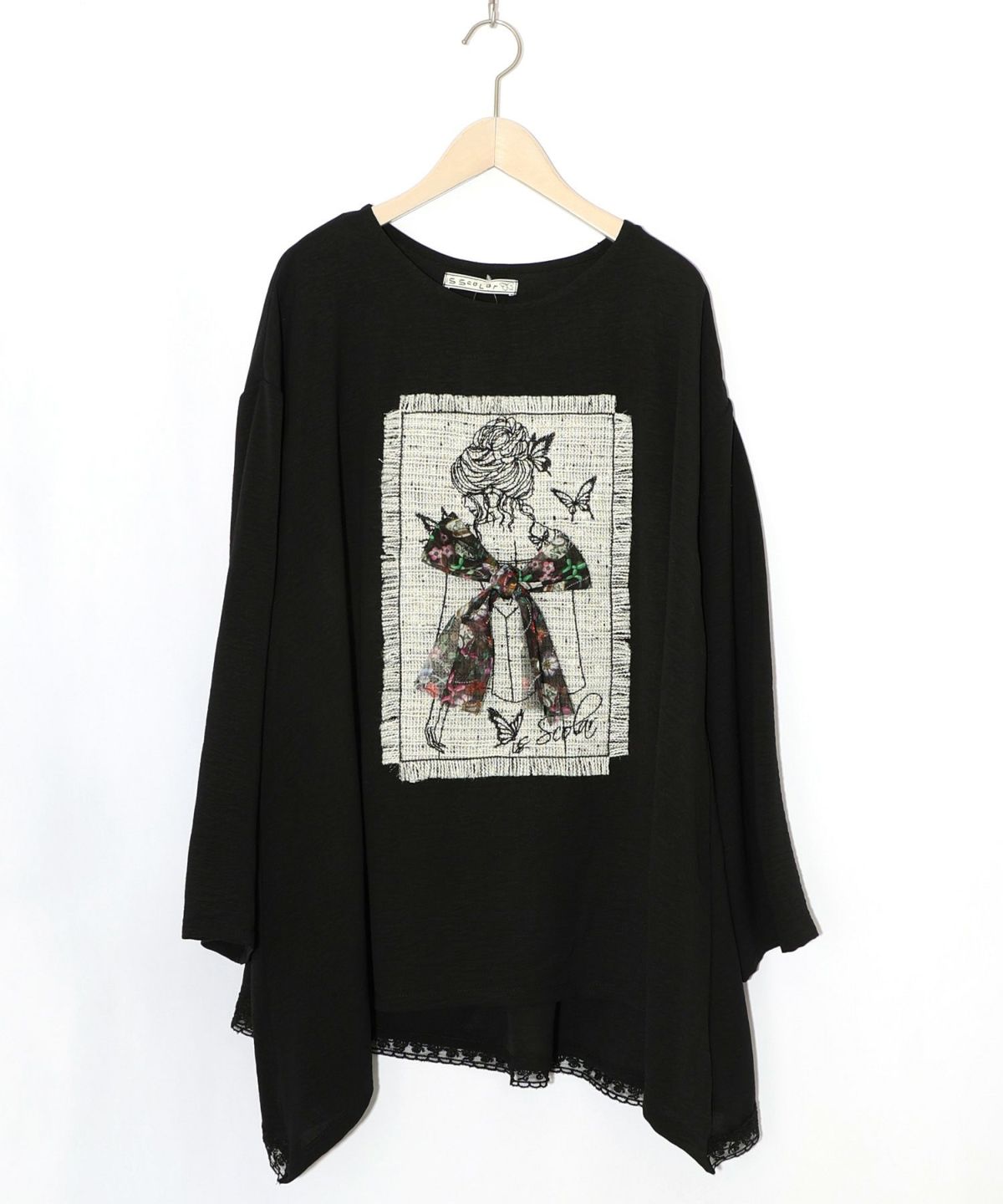 ラメツイード女の子アップリケプルオーバー-12