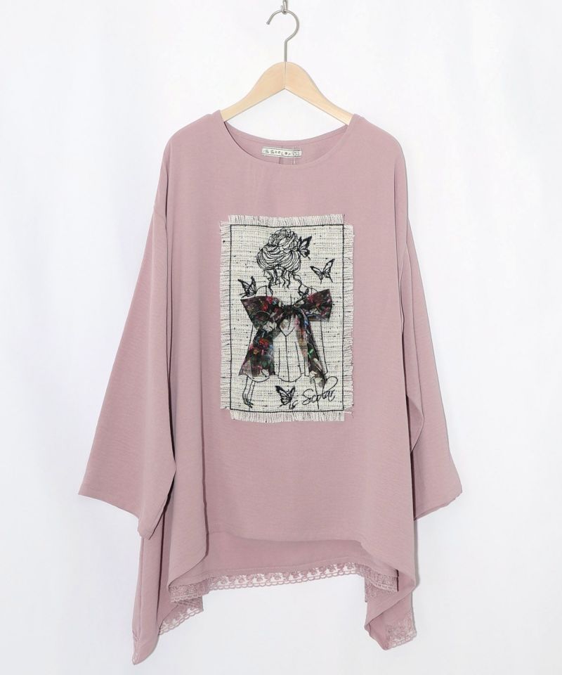 ラメツイード女の子アップリケプルオーバー-15