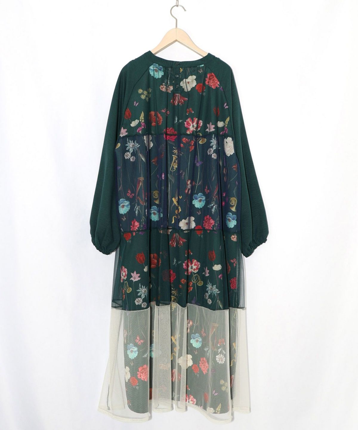 クラシカル花柄チュール重ねワンピース-16