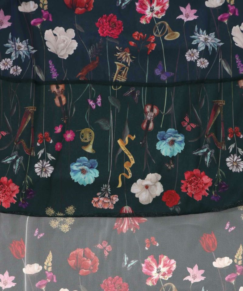 クラシカル花柄チュール重ねワンピース-17