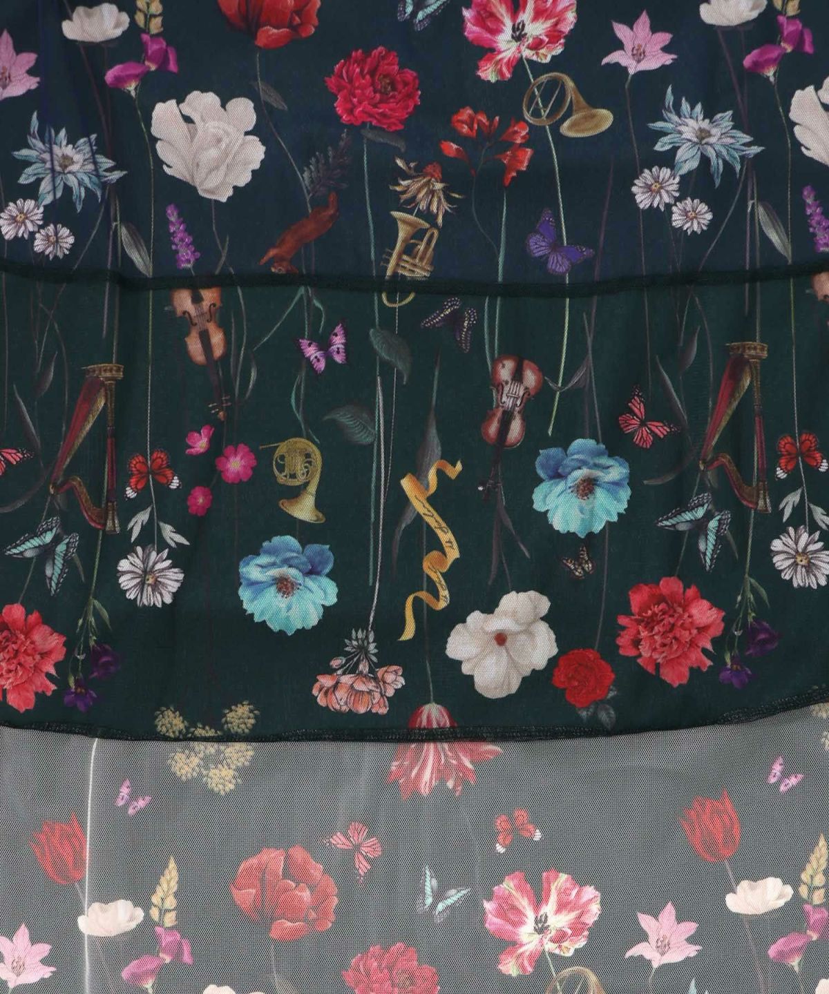 クラシカル花柄チュール重ねワンピース-17