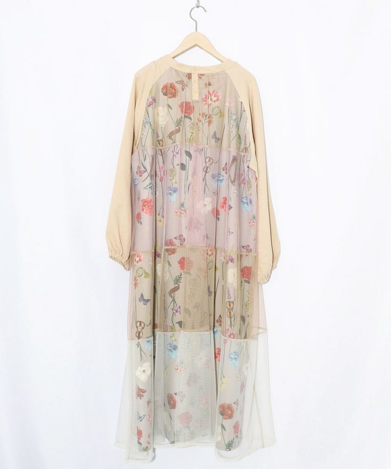 クラシカル花柄チュール重ねワンピース-19