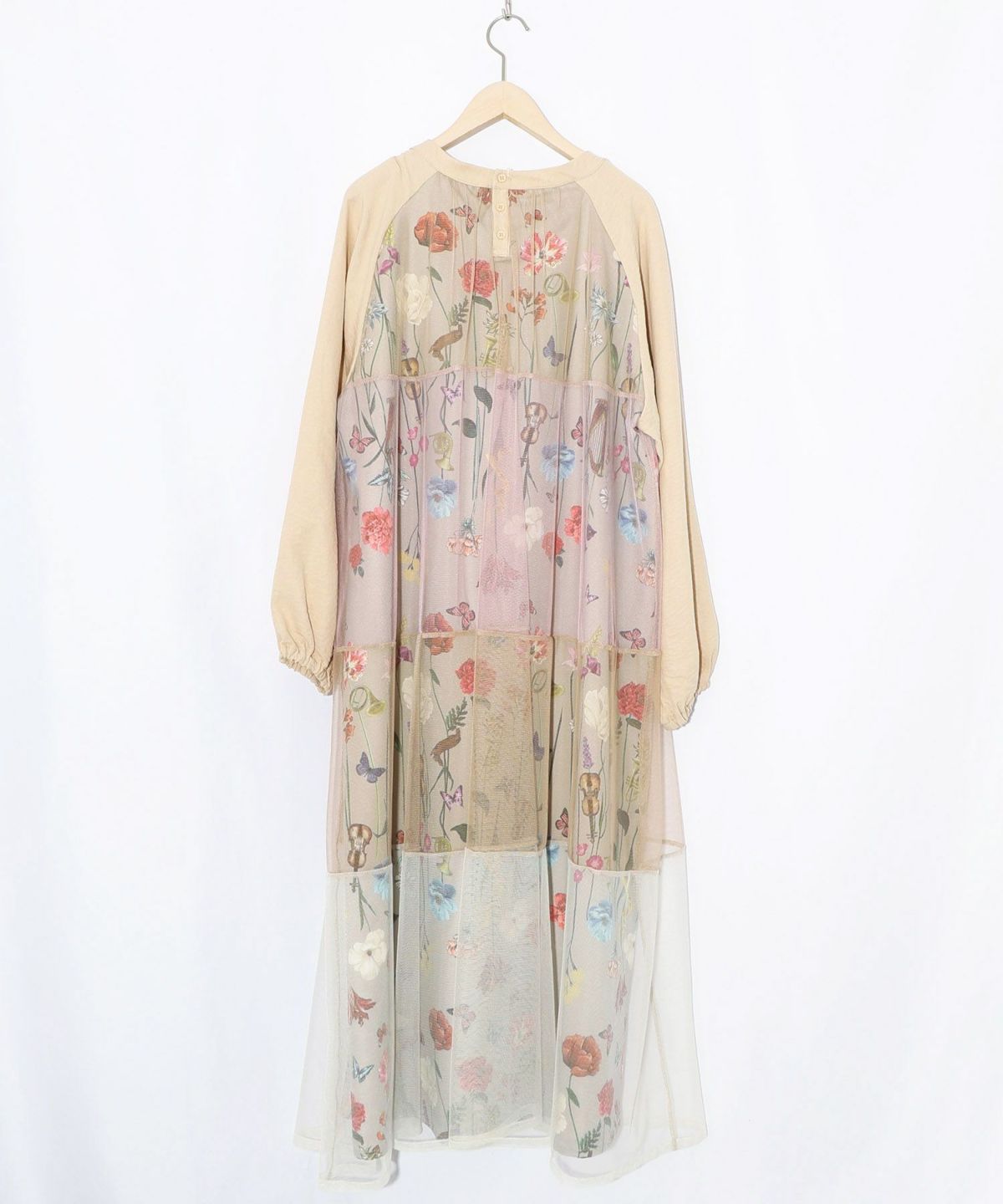 クラシカル花柄チュール重ねワンピース-19