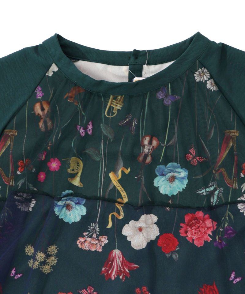 クラシカル花柄チュール重ねワンピース-21