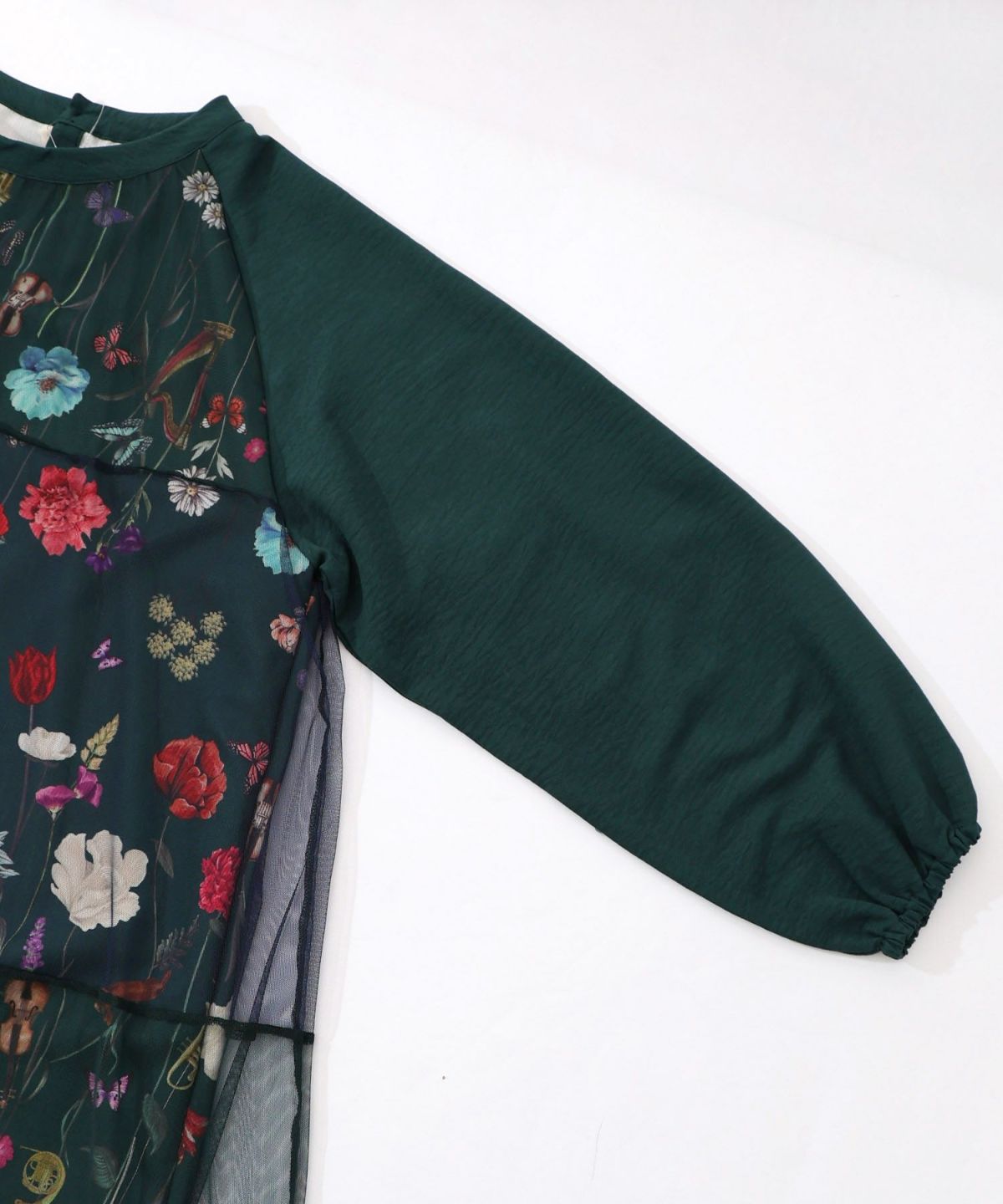 クラシカル花柄チュール重ねワンピース-22