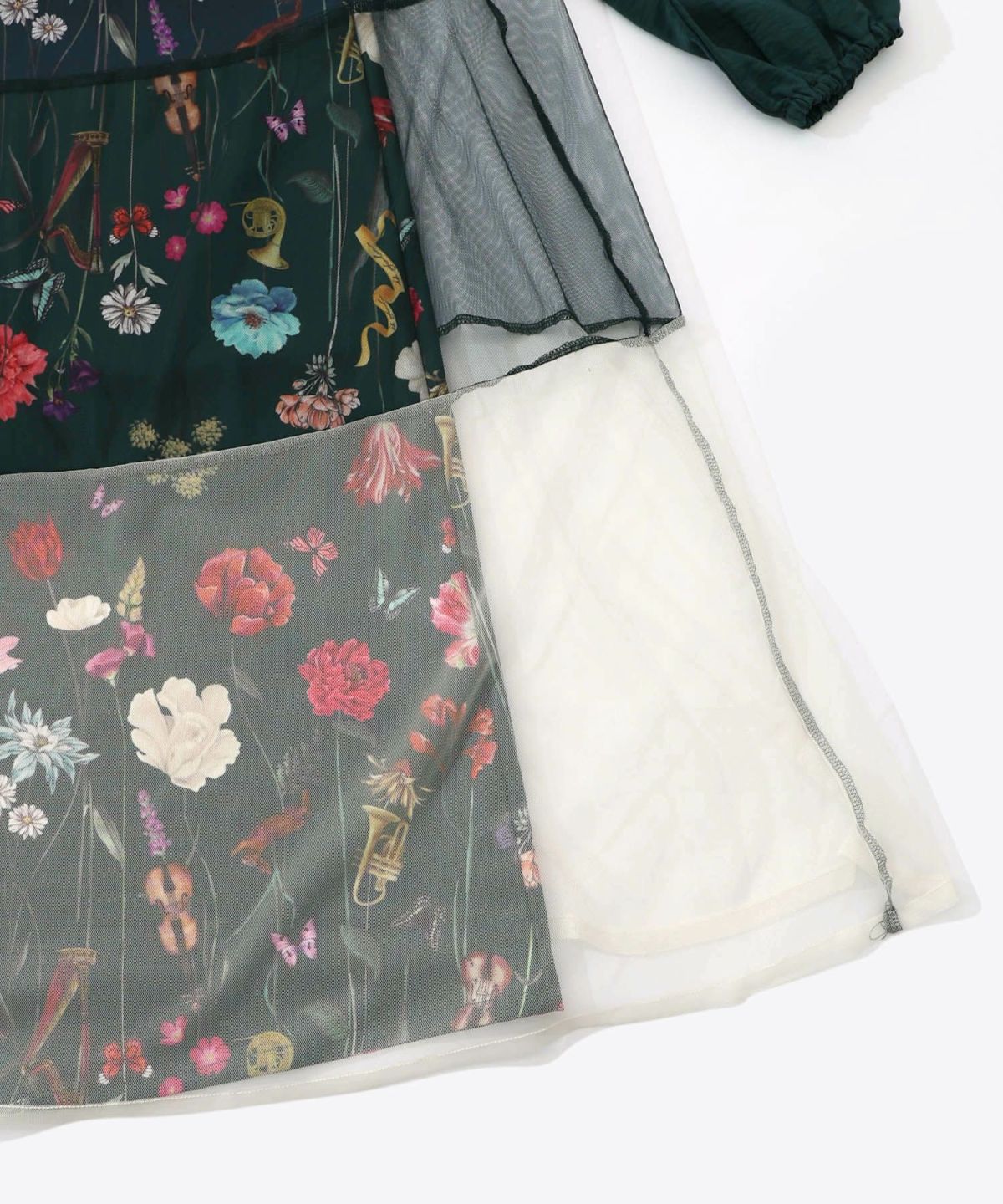 クラシカル花柄チュール重ねワンピース-23