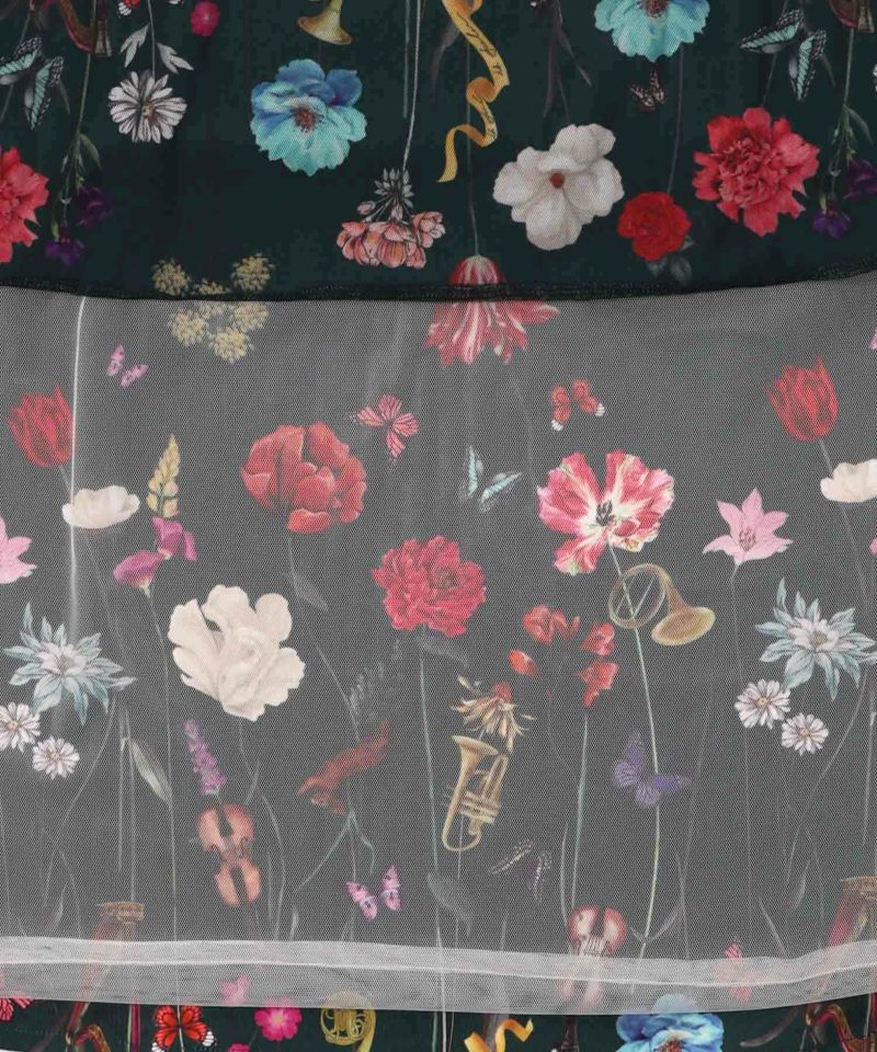 クラシカル花柄チュール重ねワンピース-24