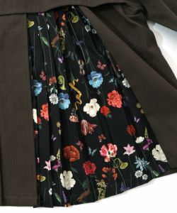 クラシカル柄プリーツ×ツイルトレンチ風コート-13