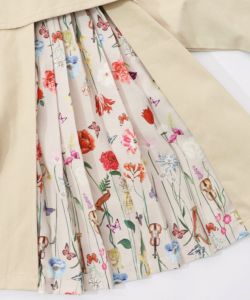 クラシカル柄プリーツ×ツイルトレンチ風コート-16