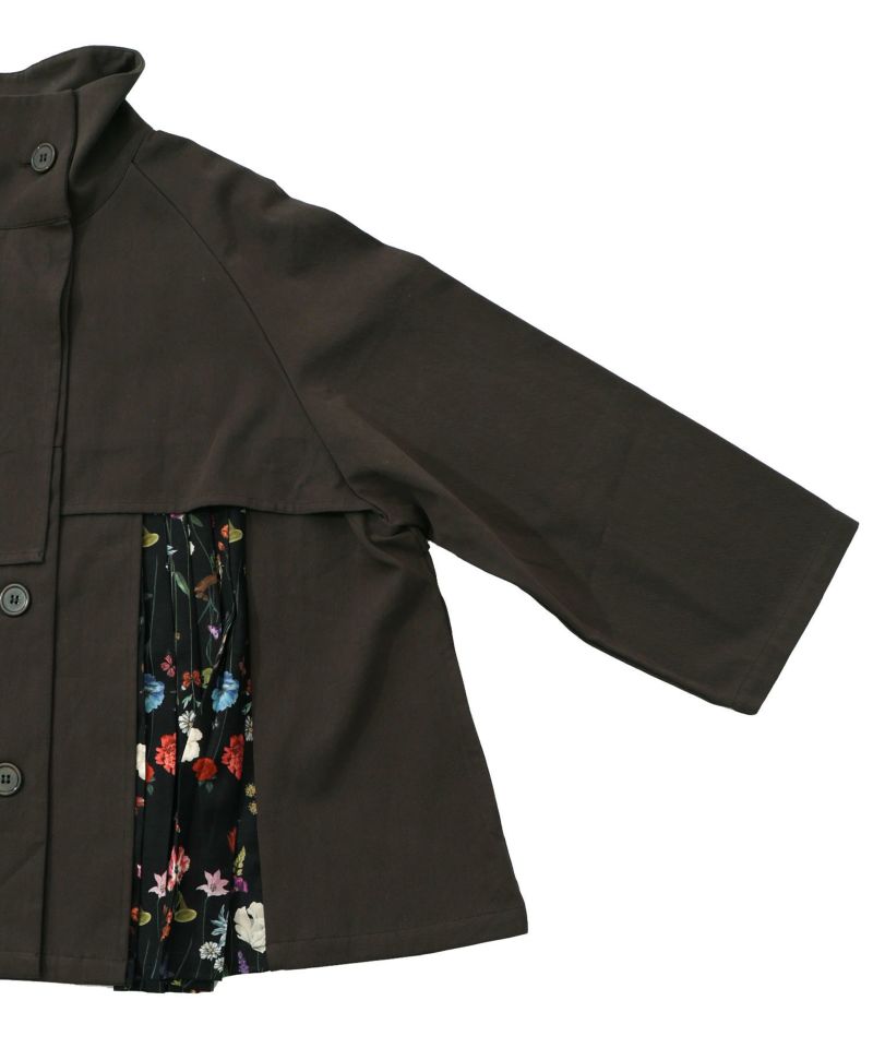 クラシカル柄プリーツ×ツイルトレンチ風コート-19