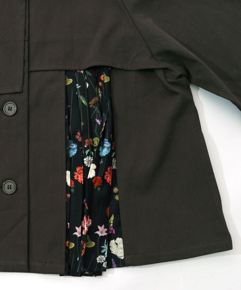 クラシカル柄プリーツ×ツイルトレンチ風コート-20