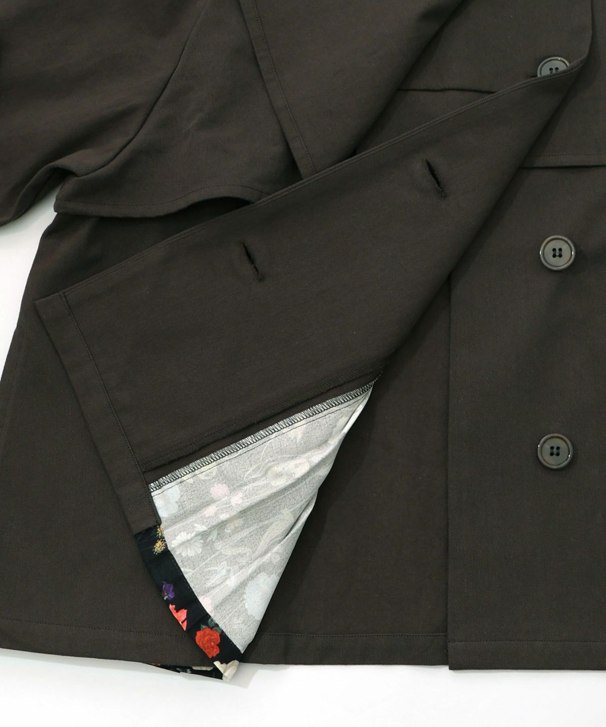 クラシカル柄プリーツ×ツイルトレンチ風コート-21